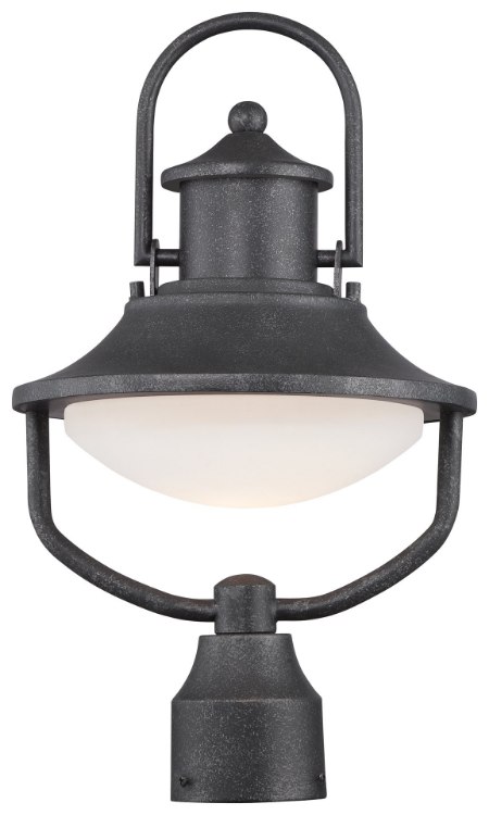 Foto para 14w SW Led Post Mount Lantern Forged Silver Etched Opal