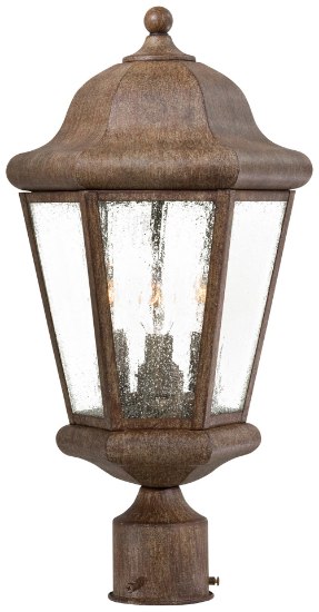 Picture of 60w SW 3 Light Post Mount Vintage Rust Clear Seedy
