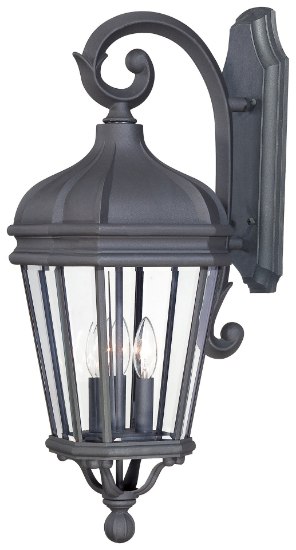 Picture of 60w SW 3 Lt Outdoor Wall Mount Black Clear Beveled