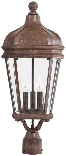 Picture of 60w SW 3 Lt Outdoor Post Mount Vintage Rust Clear Beveled