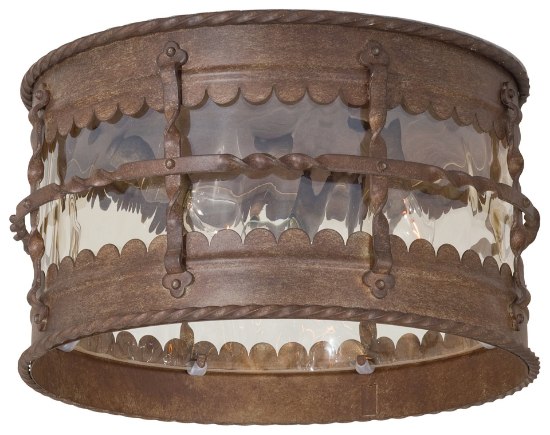 Foto para 40w SW 3 Light Flush Mount Vintage Rust Champagne