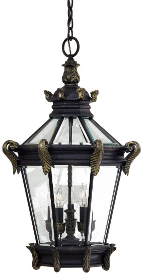 Foto para 40w SW 5 Light Chain Hung Heritage W/ Gold Highlights Clear Beveled Panels