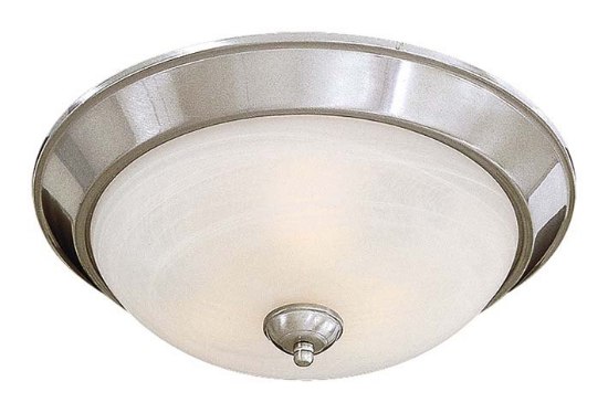 Foto para 60w SW 3 Light Flush Mount Brushed Nickel Etched Marble