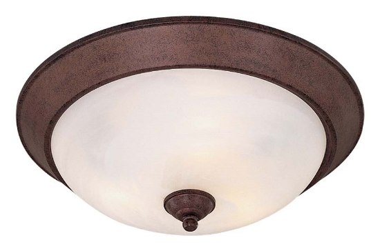 Foto para 60w SW 3 Light Flush Mount Antique Bronze Etched Marble