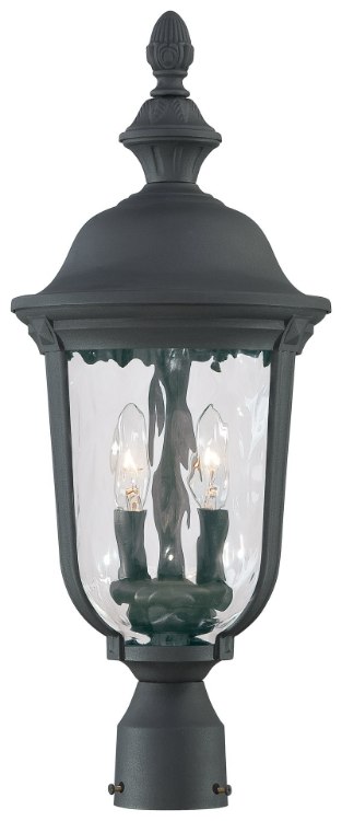 Foto para 60w SW 2 Light Post Mount Black Mouth Blown Clear Hammered