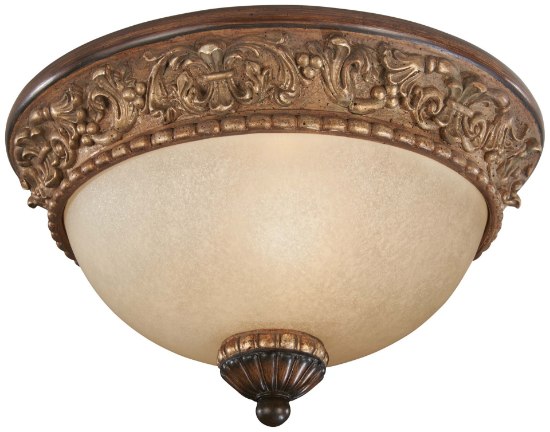 Foto para 60w SW 1 Light Flush Mount Belcaro Walnut Aged Champagne