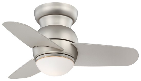 Picture of 80w SW Flush Mount Ceiling Fan Brushed Steel Etched Opal