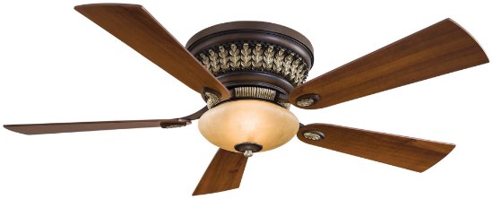 Foto para 139.8w SW Flush Mount Ceiling Fan Belcaro Walnut Aged Champagne