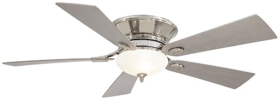 Foto para 120w SW Flush Mount Ceiling Fan Polished Nickel White Frosted