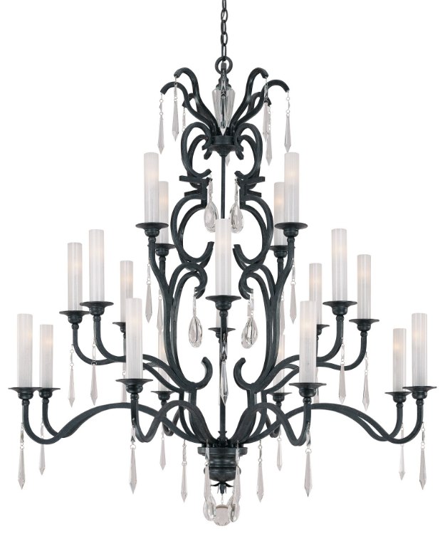 Foto para 25w SW Twenty Light Chandelier Castellina Aged Iron White Iris