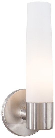 Picture of 60w SW 1 Light Wall Sconce Brushed Stainless Steel Etched Opal