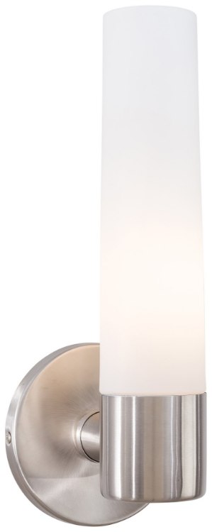 Foto para 60w SW 1 Light Wall Sconce Brushed Stainless Steel Etched Opal