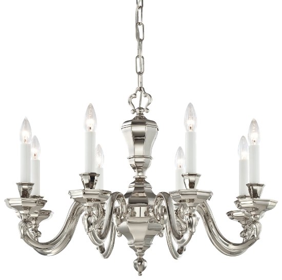 Foto para 60w SW Eight Light Chandelier Polished Nickel