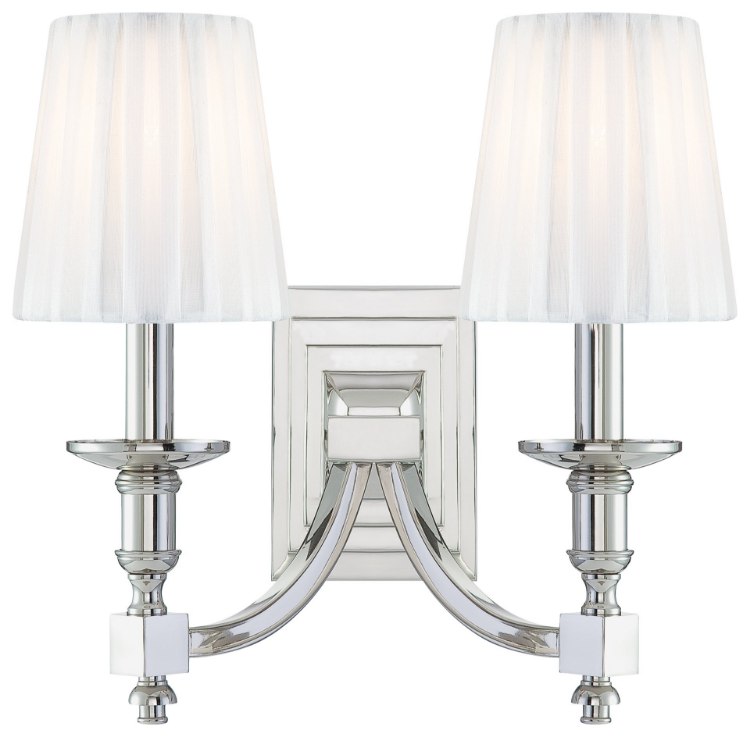 Foto para 60w SW Two Light Wall Sconce Polished Nickel White