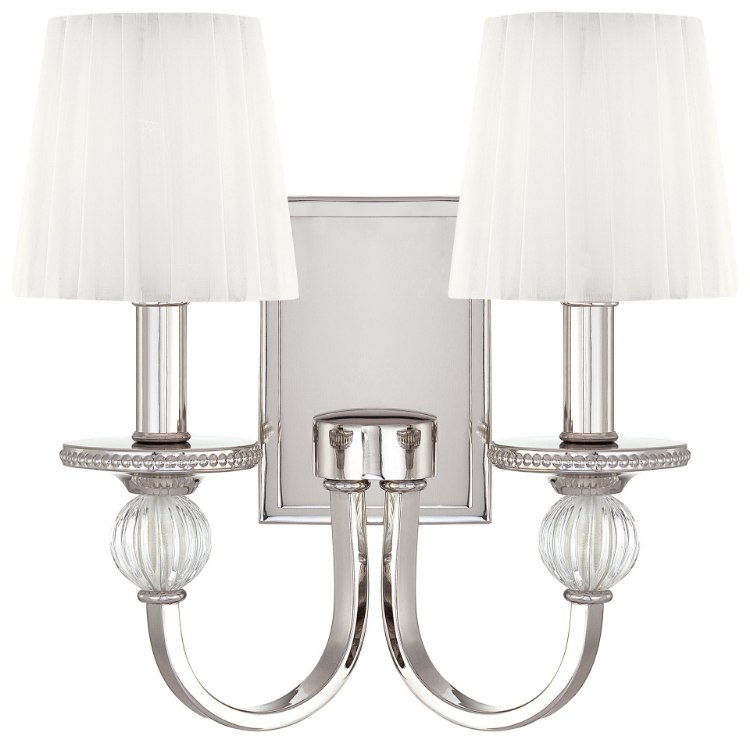 Foto para 60w SW Two Light Wall Sconce Polished Nickel White
