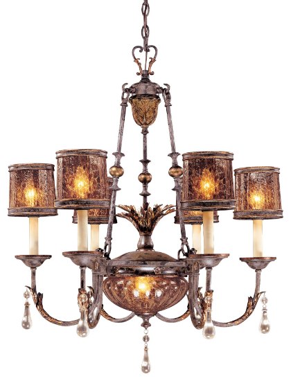 Foto para 85w SW Eight Light Chandelier Sanguesa Patina Vidrio Artistico