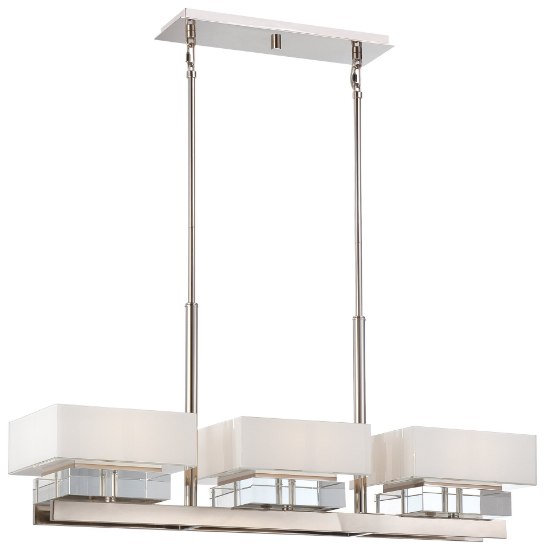 Foto para 75w SW Six Light Island Light Polished Nickel Mitered White Glass