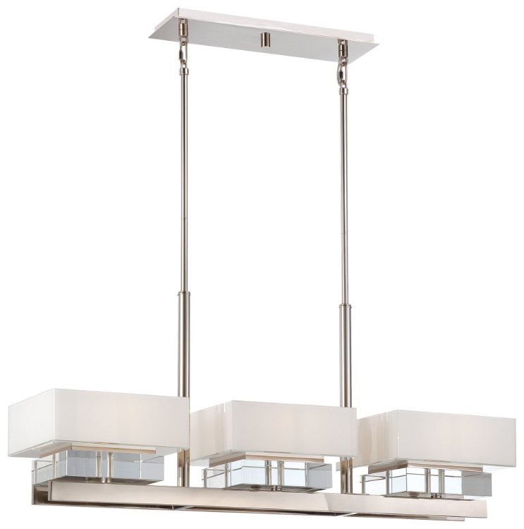 Foto para 75w SW Six Light Island Light Polished Nickel Mitered White Glass