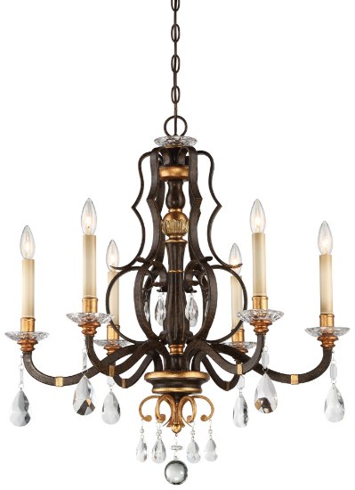 Picture of 60w SW 6 Light Chandelier Raven Bronze W/Sunburst Gold H