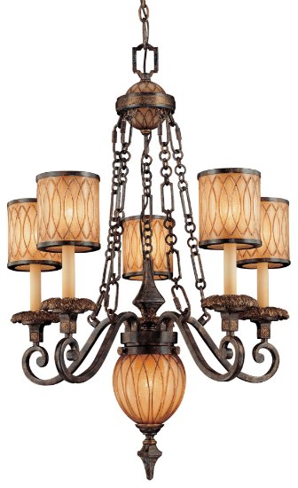 Picture of 100w SW Six Light Chandelier Terraza Village Aged Patina W/ Gold Leaf Accents Spumante Strato