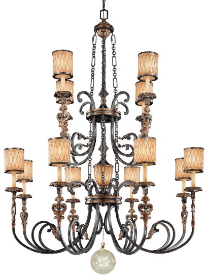 Foto para 120w SW 13 Light Chandelier Terraza Village Aged Patina W/ Gold Leaf Accents Spumante Strato