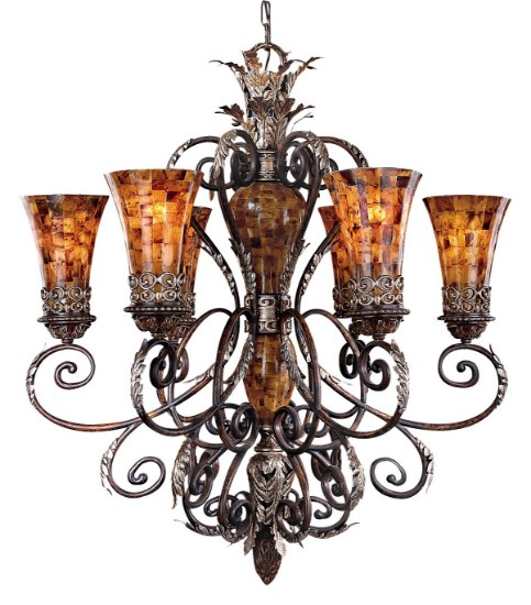 Foto para 60w SW Six Light Chandelier Cattera Bronze