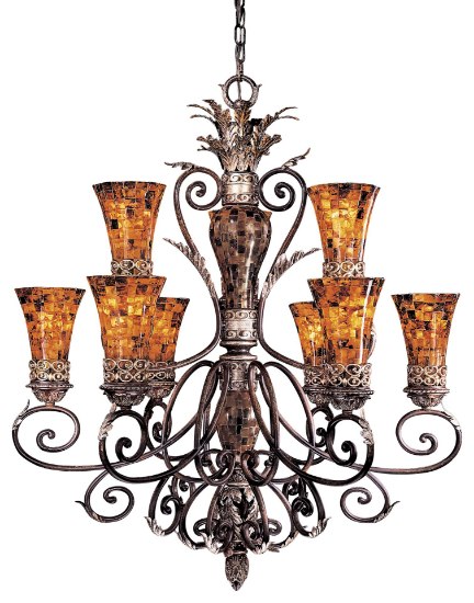 Foto para 60w SW Nine Light Chandelier Cattera Bronze