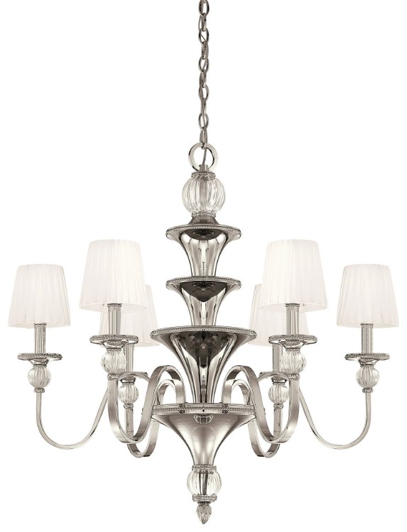 Foto para 60w SW Six Light Chandelier Polished Nickel White