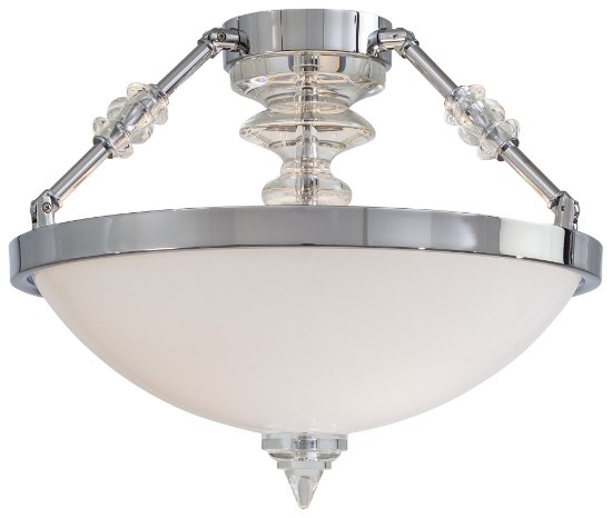 Picture of 100w SW Kingswell™ Collection- Three Light Semi Flush- Chrome With Eidolon Krystal Accents Clear W/Etched Inside Glass