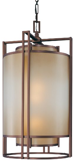 Picture of 100w SW Three Light Pendant Cimmaron Bronze Brushed Caramel Silk