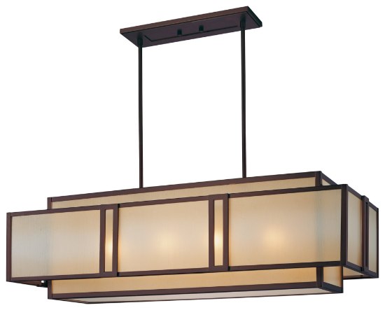 Picture of 100w SW Four Light Island Cimmaron Bronze Brushed Caramel Silk