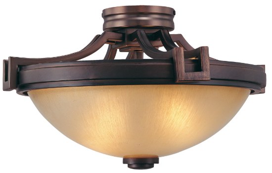 Picture of 100w SW Two Light Semi Flush Cimmaron Bronze Brushed Caramel Silk