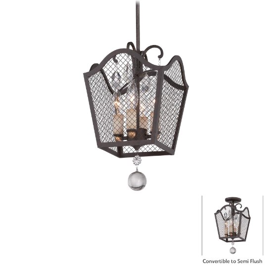 Picture of 60w SW 4 Light Pendant (Convertible To Semi Flush) French Bronze W/ Gold Highlights