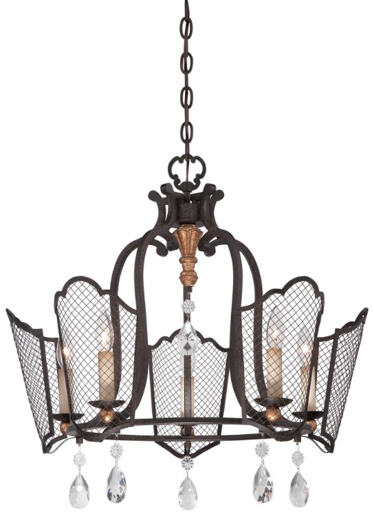 Foto para 60w SW Five Light Chandelier - Jessica Mcclintock Home- The Romance Collection™ French Bronze W/ Gold Highlights