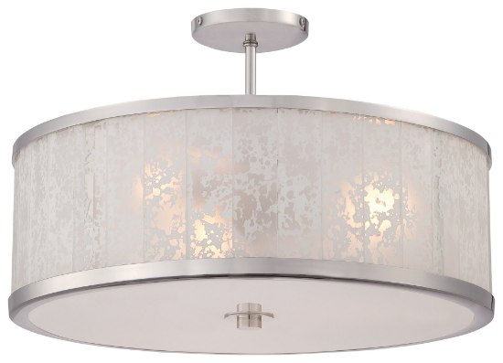 Picture of 100w SW 3 Light Semi Flush Mount Polished Nickel Lake Frost