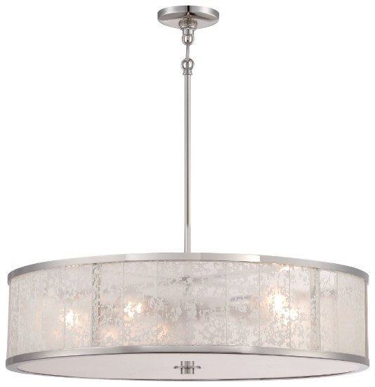 Picture of 100w SW Five Light Pendant  Polished Nickel Lake Frost