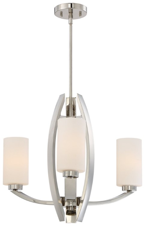 Foto para 100w SW 3 Light Chandelier Polished Nickel Etched Opal Glass