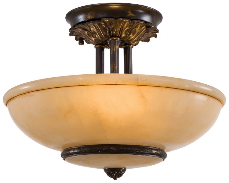 Foto para 60w SW 3 Light Semi Flush Mount Natural White Alabaster