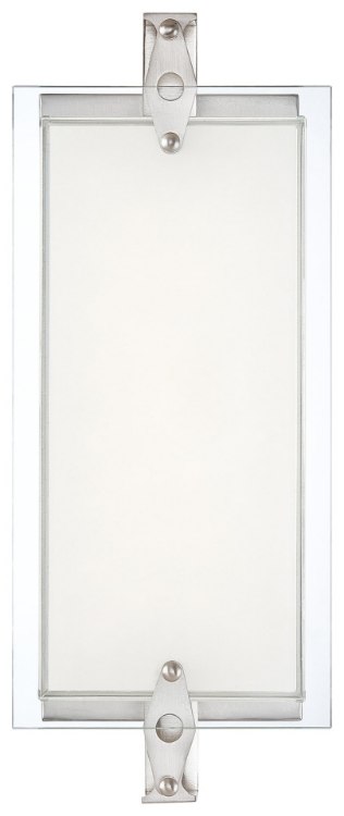 Foto para 12w WW Led Wall Sconce Brushed Nickel Clear / Mitered White