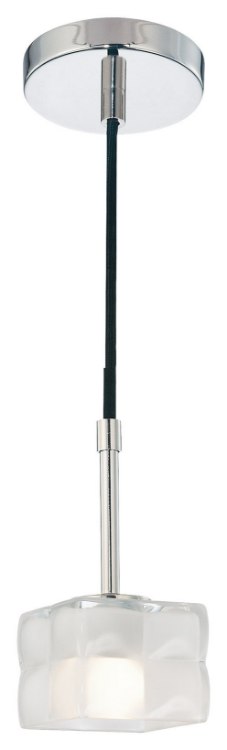 Foto para 40w SW 1 Light Mini Pendant Polished Nickel Clear/Inside Etched