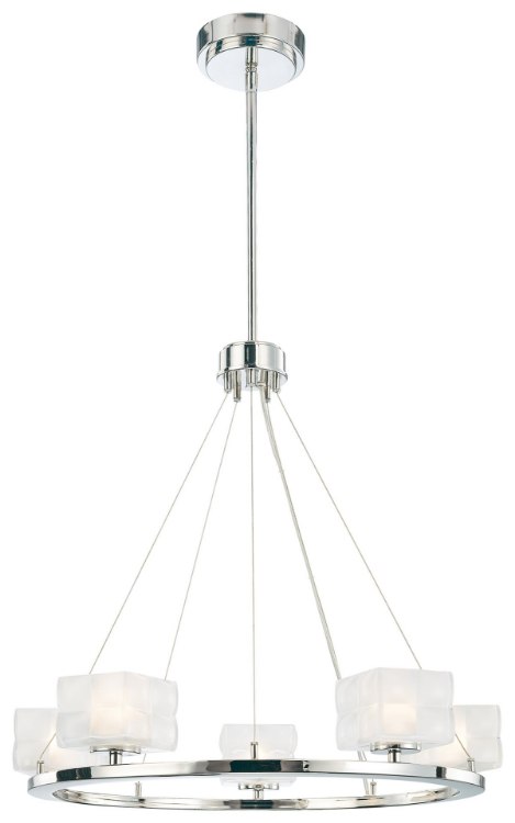 Foto para 75w SW 5 Light Chandelier Polished Nickel Clear/Inside Etched