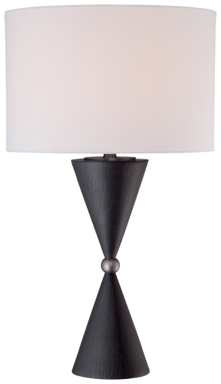 Foto para 100w SW 1 Light Table Lamp Antique Nickel Pure White Linen Shade