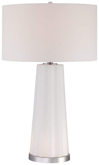 Picture of 100w SW 1 Light Table Lamp Polished Nickel Pure White Linen