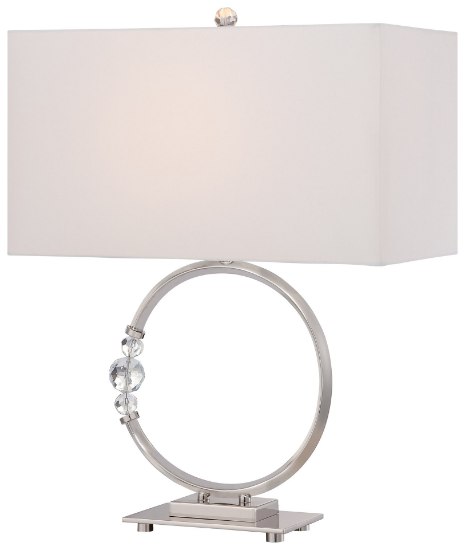 Picture of 100w SW 1 Light Table Lamp Polished Nickel Pure White Linen