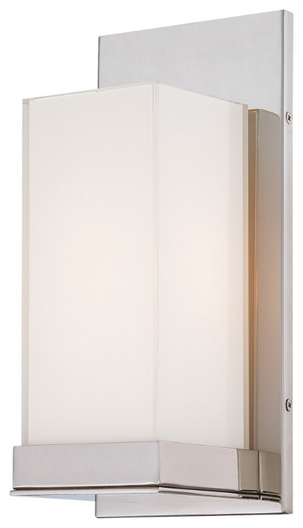 Foto para 60w SW 1 Light Wall Sconce Polished Nickel Mitered/White Inside