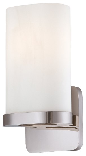Foto para 100w SW 1 Light Wall Sconce Polished Nickel Etched Opal