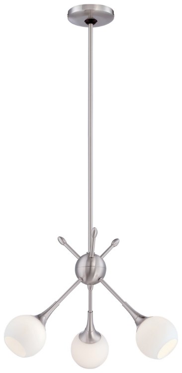 Foto para 60w SW 3 Light Mini Chandelier Brushed Nickel Etched Opal Glass