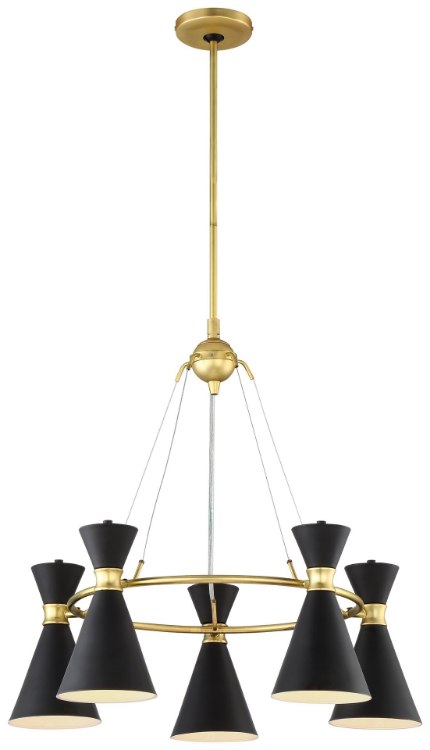 Foto para 100w SW 5 Light Pendant Honey Gold Matte Black