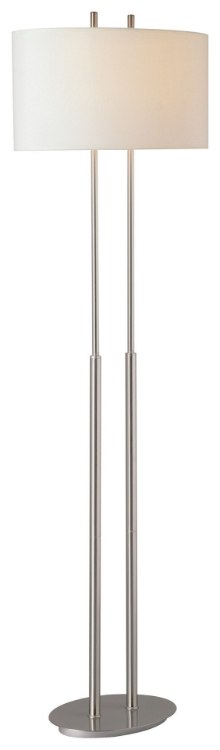 Foto para 100w SW 2 Light Floor Lamp Brushed Nickel White Linen