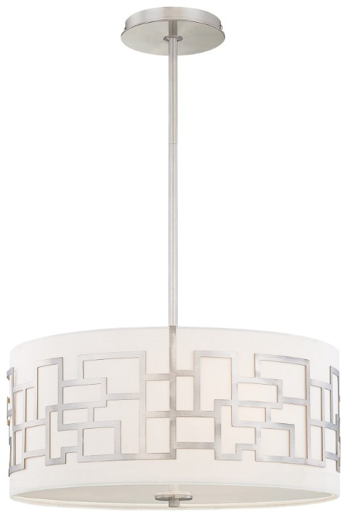 Foto para 100w SW 3 Light Drum Pendant Brushed Nickel White
